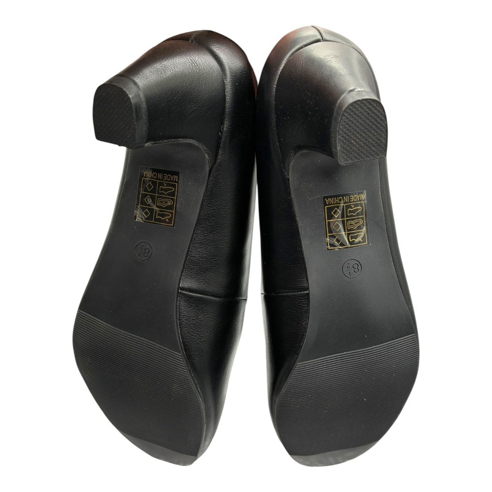 Journee Collection Luu Black Low Heel Pumps Round Toe Work Shoes Size 8.5 - Picture 7 of 9